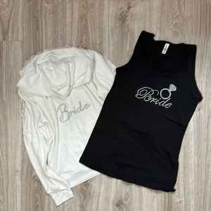 Bridal set! Hoodie and tank top with lace and jewels.